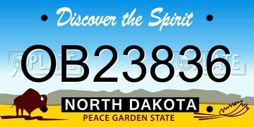 OB23836 North Dakota License Plate