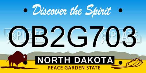 OB2G703 North Dakota License Plate