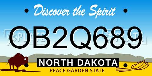 OB2Q689 North Dakota License Plate