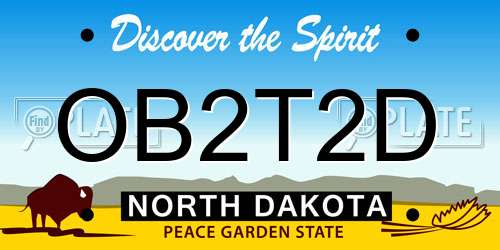 OB2T2D North Dakota License Plate