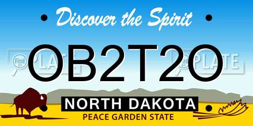 OB2T2O North Dakota License Plate