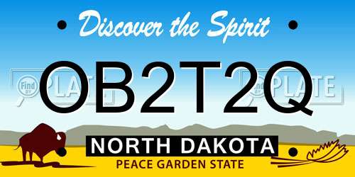 OB2T2Q North Dakota License Plate