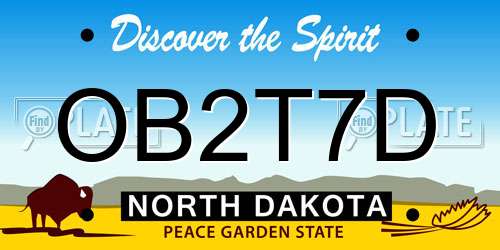OB2T7D North Dakota License Plate