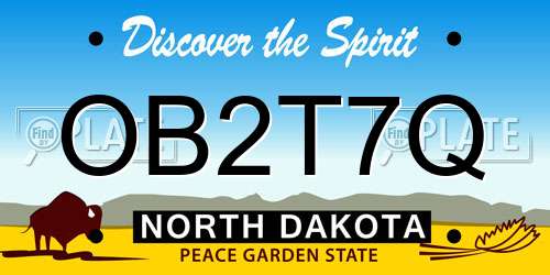 OB2T7Q North Dakota License Plate