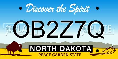 OB2Z7Q North Dakota License Plate