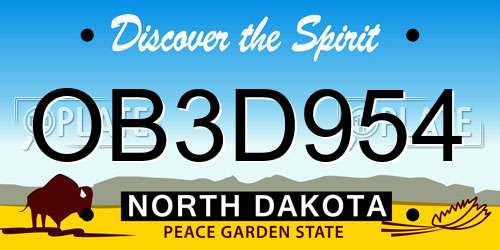OB3D954 North Dakota License Plate