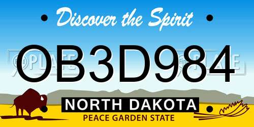 OB3D984 North Dakota License Plate
