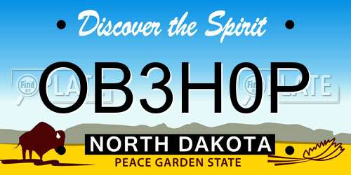 OB3H0P North Dakota License Plate