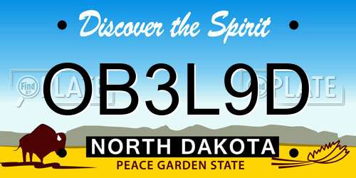 OB3L9D North Dakota License Plate