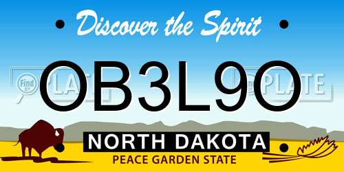 OB3L9O North Dakota License Plate