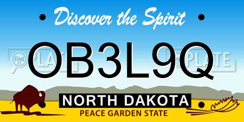 OB3L9Q North Dakota License Plate