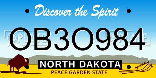 OB3O984 North Dakota License Plate
