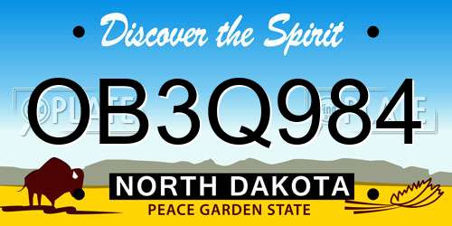 OB3Q984 North Dakota License Plate