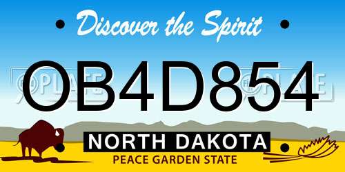 OB4D854 North Dakota License Plate