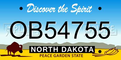 OB54755 North Dakota License Plate