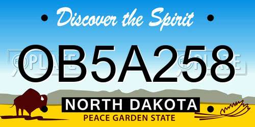 OB5A258 North Dakota License Plate