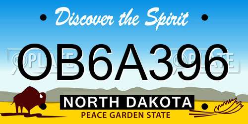 OB6A396 North Dakota License Plate
