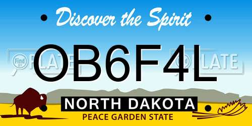 OB6F4L North Dakota License Plate