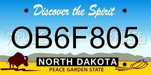 OB6F805 North Dakota License Plate