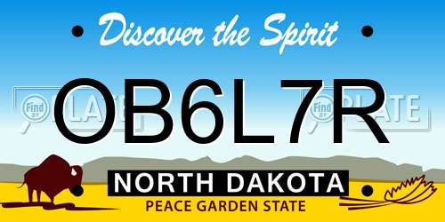 OB6L7R North Dakota License Plate