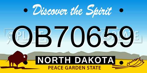 OB70659 North Dakota License Plate