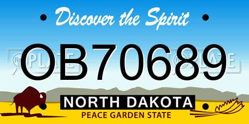 OB70689 North Dakota License Plate