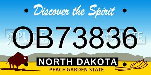 OB73836 North Dakota License Plate