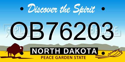 OB76203 North Dakota License Plate