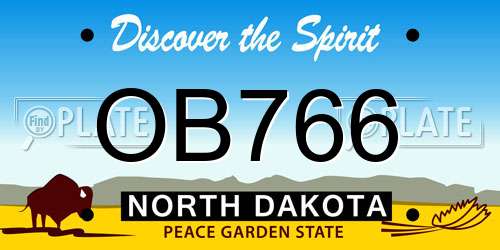 OB766 North Dakota License Plate
