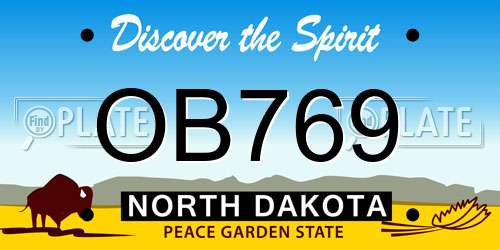 OB769 North Dakota License Plate