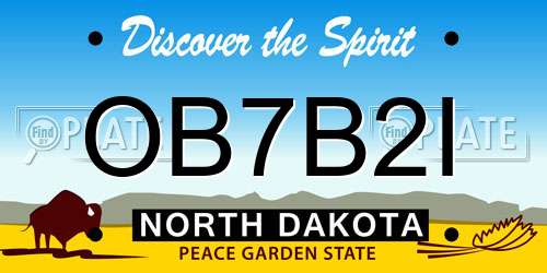 OB7B2I North Dakota License Plate