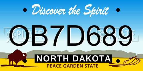 OB7D689 North Dakota License Plate