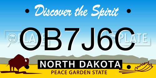 OB7J6C North Dakota License Plate