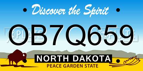 OB7Q659 North Dakota License Plate