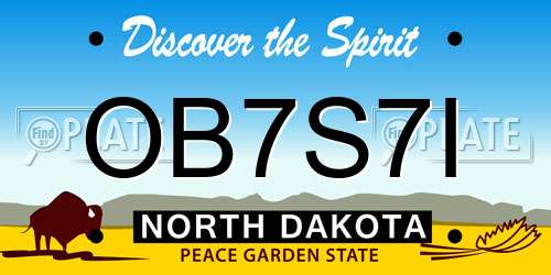 OB7S7I North Dakota License Plate