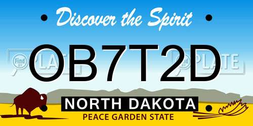 OB7T2D North Dakota License Plate
