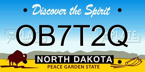 OB7T2Q North Dakota License Plate
