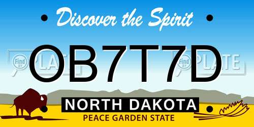 OB7T7D North Dakota License Plate