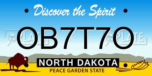 OB7T7O North Dakota License Plate