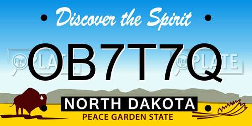 OB7T7Q North Dakota License Plate