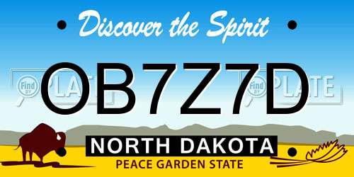 OB7Z7D North Dakota License Plate