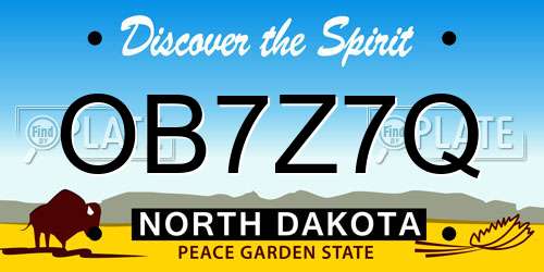 OB7Z7Q North Dakota License Plate