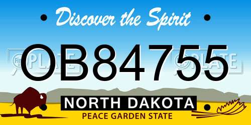 OB84755 North Dakota License Plate