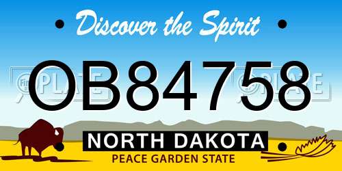 OB84758 North Dakota License Plate