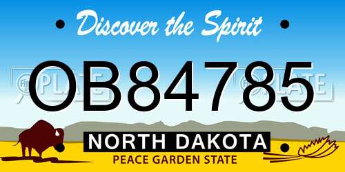 OB84785 North Dakota License Plate