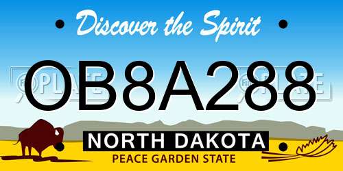 OB8A288 North Dakota License Plate