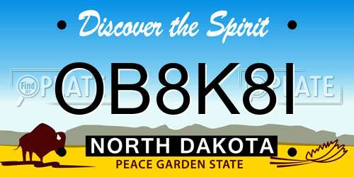 OB8K8I North Dakota License Plate