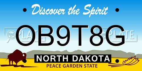 OB9T8G North Dakota License Plate