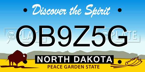 OB9Z5G North Dakota License Plate