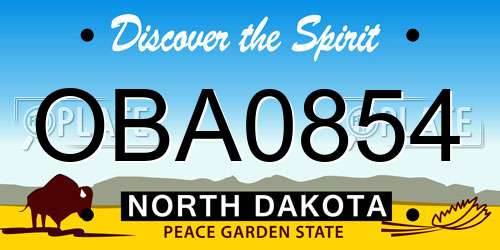 OBA0854 North Dakota License Plate